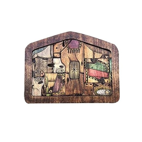 roomoon Puzzle de la Nativité en bois avec motif de Jésus brûlé pour adultes et enfants, facile à utiliser, petite taille