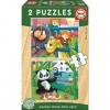 Educa - Pack de 2 Puzzles Bois Animaux du Zoo, 9 pièces, 17616