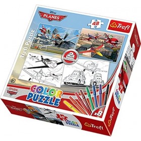 Trefl - 36510 - Puzzle à Colorier - Planes - 2 x 48 Pièces
