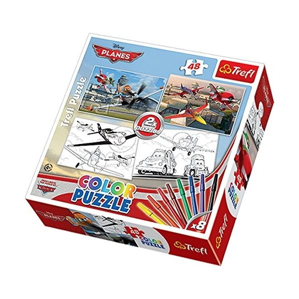 Trefl - 36510 - Puzzle à Colorier - Planes - 2 x 48 Pièces