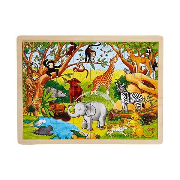 Goki - 2041640 - Puzzle En Bois À Encastrement - Afrique - 48 Pièces