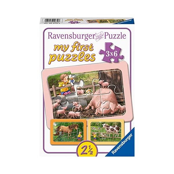 Ravensburger enfants-05679-Lotta à la Ferme-My First Puzzle pour Enfants à partir de 2,5 Ans-3 x 6 pièces, 17291