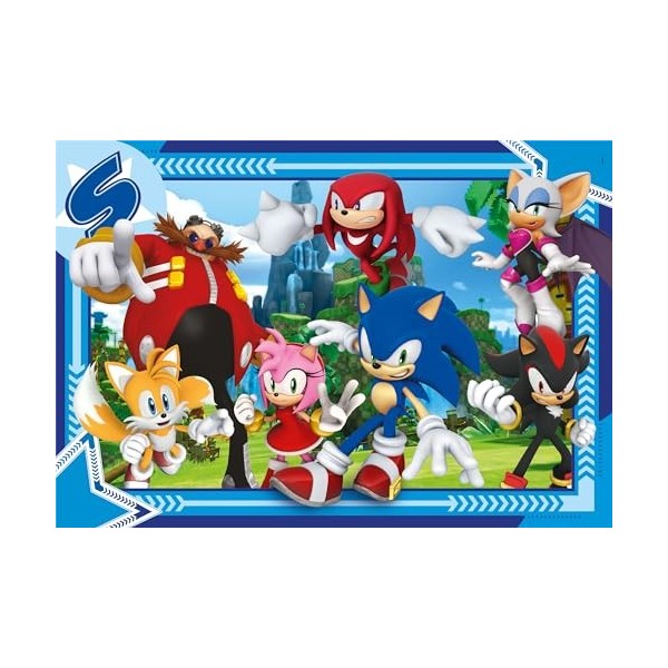 Clementoni Supercolor Sonic – 180 pièces Enfants 9 Ans, Puzzle Dessins animés, fabriqué en Italie, 21729, Multicolore