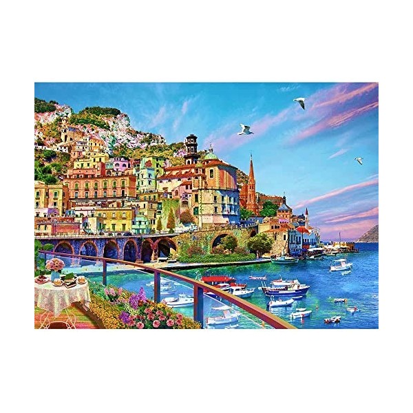 Puzzle italien Amalfi Coast Town500-8000 pièces | Puzzle de difficulté adulte | Puzzle paysage adulte 2000 pièces couleur : 