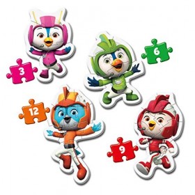 Clementoni- Top Wing My First Enfant-boîte de 4 Puzzles 3, 6, 9 et 12 pièces -fabriqué en Italie, 2 Ans et Plus, 20816, Mul