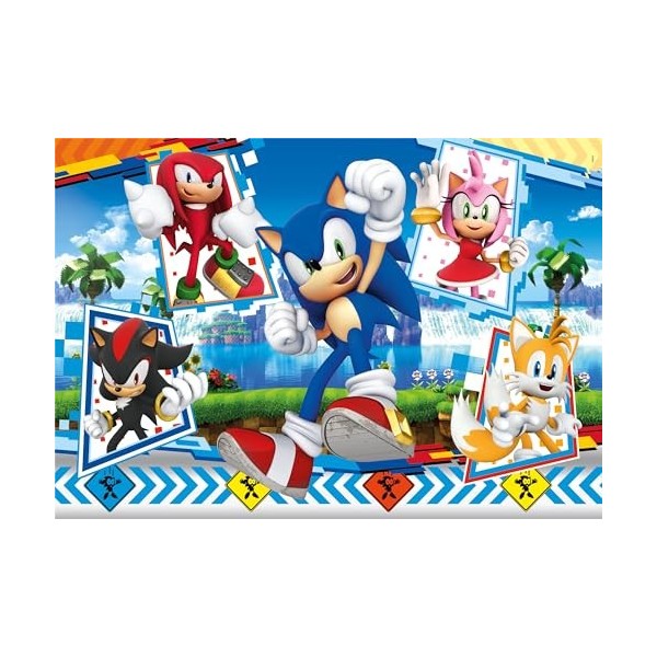 Clementoni Supercolor Sonic – 24 Maxi pièces Enfants 3 Ans, Puzzle Dessins animés, fabriqué en Italie, 28526, Multicolore