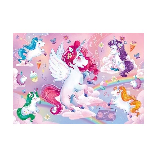 Clementoni- Supercolor Jolly Unicorns – 24 Maxi pièces Enfants 3 Ans, Puzzle Licornes, Illustration, fabriqué en Italie, 2852