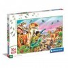 Clementoni- Supercolor Land of Dinosaurs – 104 pièces Enfants 6 Ans, Puzzle Animaux, Dinosaures, Illustration, fabriqué en It