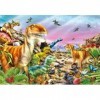 Clementoni- Supercolor Land of Dinosaurs – 104 pièces Enfants 6 Ans, Puzzle Animaux, Dinosaures, Illustration, fabriqué en It