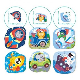 Dodo D300154 Educational 2-3-4 Elements Transport Puzzle 18 Pieces, Various