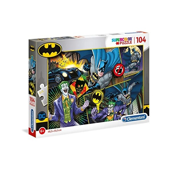 Clementoni Batman Supercolor Batman-104 Maxi pièces, 4 Ans Enfant, Puzzle héros-fabriqué en Italie, 25708, No Color, 24.9 x 3