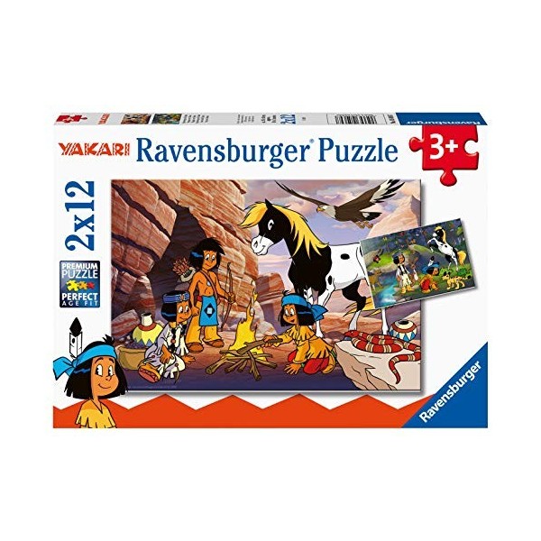 Ravensburger-en déplacement avec Yakari Tiere 2 x 12 pièces de Puzzle, 05069, Multicolore