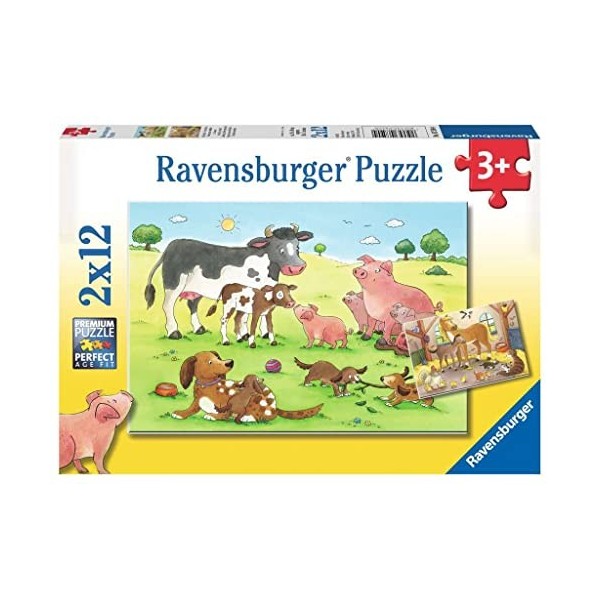 Ravensburger - 07590 4 - Puzzle - Heureuses Familles DAnimaux - 2 x 12 Pièces