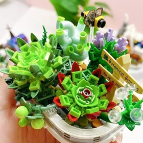 Jooheli Bloc de Construction Succulentes Bonsaï, 389 Pièces Blocs Construction Plantes Pot Succulentes, avec Boîte demballag