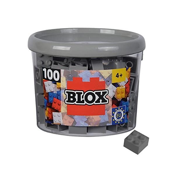 Simba Blox Lot de 100 Blocs de Construction Gris pour Enfants à partir de 3 Ans 4 Briques en boîte de Haute qualité, entièrem