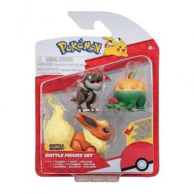 PoKéMoN PKW3047 – Battle Figure Set – Pantoufles, balgoras, flamara, figurines officielles