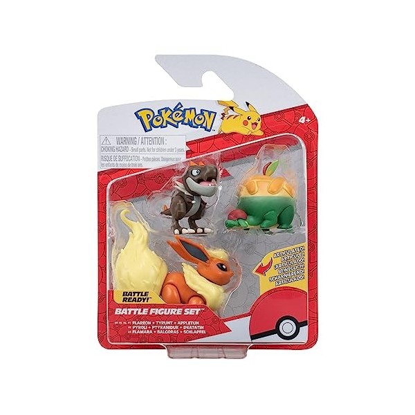 PoKéMoN PKW3047 – Battle Figure Set – Pantoufles, balgoras, flamara, figurines officielles