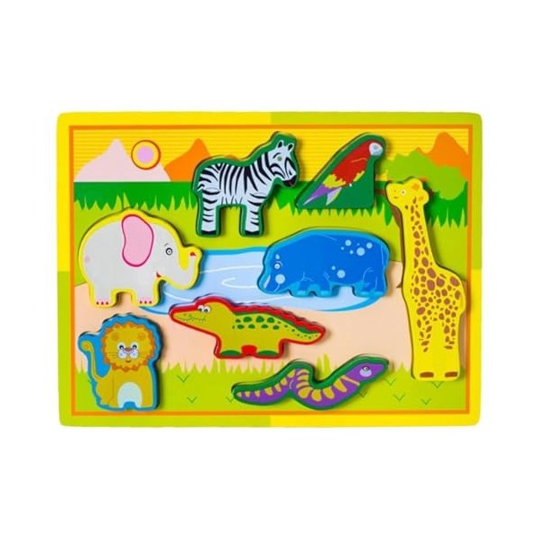 Yumna Puzzles danimaux pour Tout-Petits | Puzzles épais en Bois, Jouet cognitif danimaux | Jouets de motricité Fine pour, p