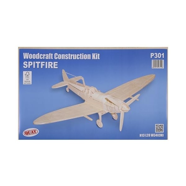 Quay- Spitfire Kit de Construction en Bois FSC, P301, Marron, 13x28x34cm