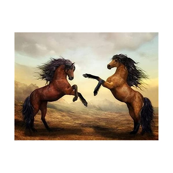 Puzzles pour Adultes Puzzle en Bois de 70 Pièces - Cadeau de Puzzle de Trois Chevaux-20x15cm 7.87x5.90inch 