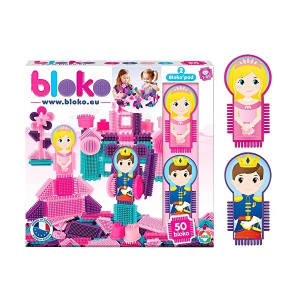 BLOKO - Coffret à thème avec Deux Figurines - Dès 12 Mois - Fabriqué en Europe - Jouet de Construction 50 Princesse 