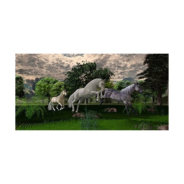 Puzzle 70 Pièces Puzzle Éducatif Jeu de Famille Cheval pâturage Cadeau pour Adultes et Enfants-20x15cm 7.87x5.90inch 