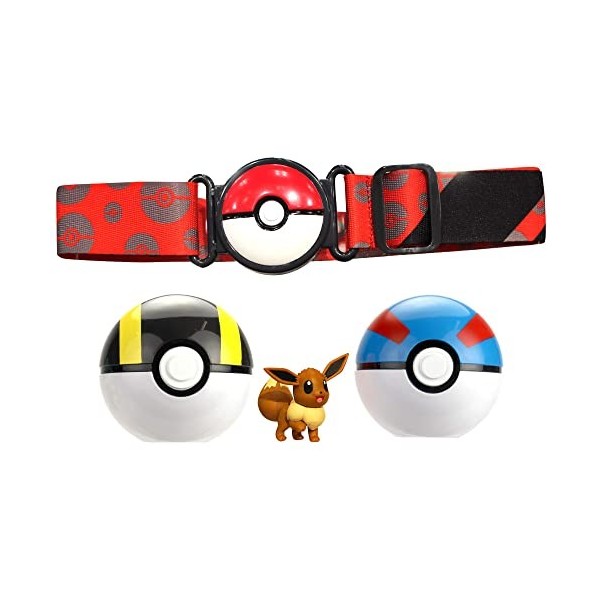 Bandai - Pokémon - Ceinture Première Ball, Ultra Ball Et Figurine 5 cm Evoli - WT97773