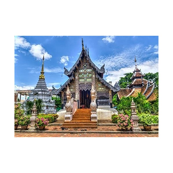 Puzzles en Bois de 70 pièces pour Adultes - Belle Architecture thaïlandaise Jigsaw Puzzle - Puzzle en Bois de qualité supérie