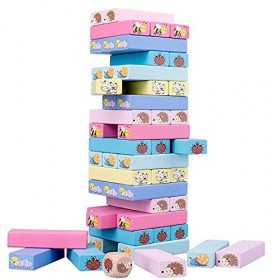 Comius Sharp Blocs en Bois Jeu Dempilement, Blocs Colorés en Bois Tour Empilables, Classique Blocs Briques en Bois Jouets d