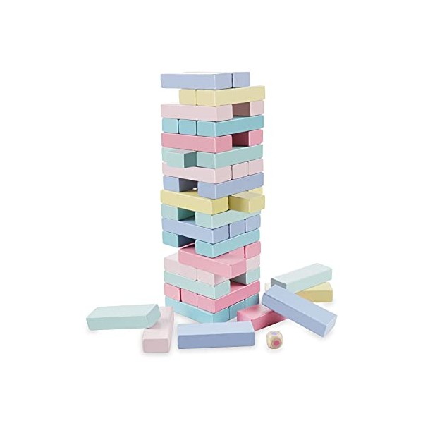 Comius Sharp Blocs en Bois Jeu Dempilement, Blocs Colorés en Bois Tour Empilables, Classique Blocs Briques en Bois Jouets d