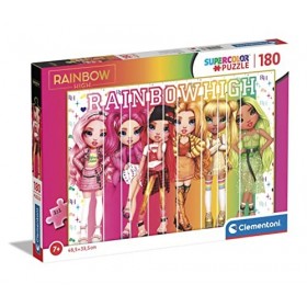 Clementoni- Puzzle Rainbow High 180pzs Supercolor High-180 pièces, 7 Ans Enfant Dessin animé-fabriqué en Italie, 29775, Multi