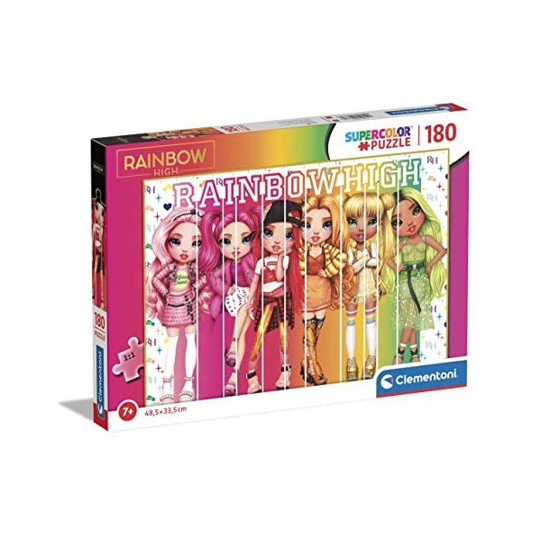 Clementoni- Puzzle Rainbow High 180pzs Supercolor High-180 pièces, 7 Ans Enfant Dessin animé-fabriqué en Italie, 29775, Multi