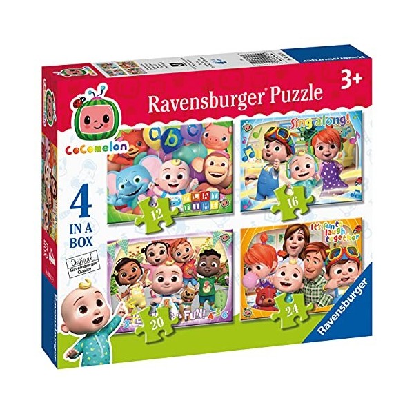 Ravensburger Cocomelon - 4 in Box 12, 16, 20, 24 Pieces Jigsaw Puzzles for Kids Age 3 Years Up