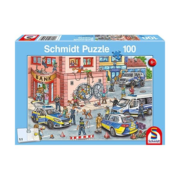 Schmidt Spiele 56450 opération policière, Puzzle 100 pièces pour Enfants, Taille Unique