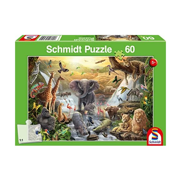 Schmidt Spiele 56454 Animaux en Afrique, 60 pièces Puzzle pour Enfants, Coloré