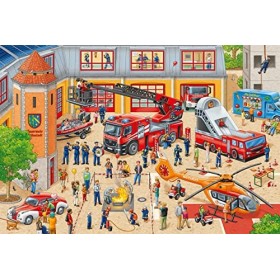 Schmidt Spiele 56449 Caserne de Pompiers, Puzzle pour Enfants 60 pièces, Taille Unique