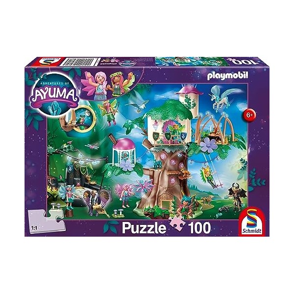 Schmidt Spiele 56480 Playmobil, Ayuma, la forêt Magique des fées, Puzzle pour Enfants 100 pièces, Multicolore, Small