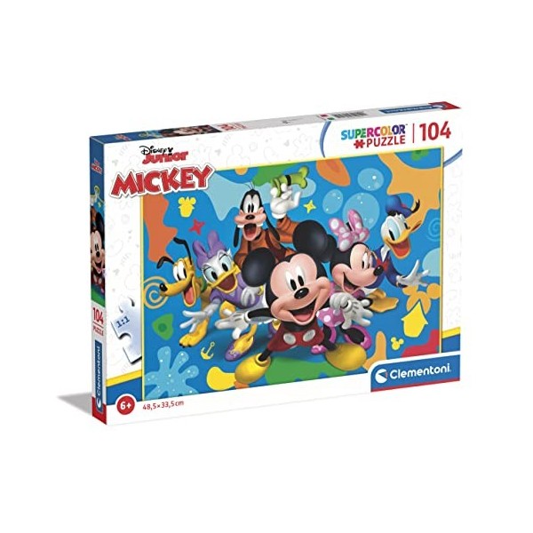 Clementoni- Disney Mickey and Friends Supercolor Friends-104 Pièces, Enfants 6 Ans, Puzzle Dessin Animé-Fabriqué en Italie, 2