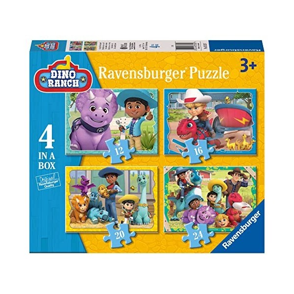 Ravensburger Dino Ranch - 4 in Box 12, 16, 20, 24 Pieces Jigsaw Puzzles for Kids Age 3 Years Up