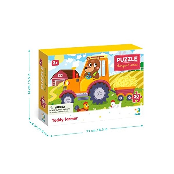 Puzzle Teddy Farmer pour enfants de 3 ans et plus - 30 pièces - Dodo éducatif pour garçons et filles