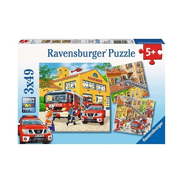 Ravensburger - 09401 - Puzzle Enfant Classique - Les Pompiers au Travail - 3 x 49 Pièces