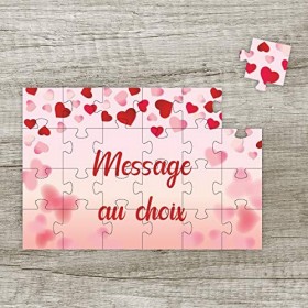 Puzzle personnalisable - Message au choix - Cadeau original - Modèle coeurs