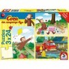 Schmidt Spiele 56432 Coco Le Singe Curieux, Amusant, 3 x 24 pièces Puzzle pour Enfant, coloré