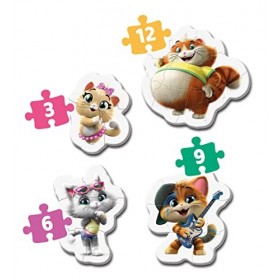 Clementoni My First Puzzle-44 Cats enfant-boîte de 4 puzzles 3, 6, 9 et 12 pièces -fabriqué en Italie, 2 ans et plus, 20812