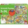 Schmidt Spiele 56416 Où est la Voiture Bleue-3 x 24 pièces Puzzle pour Enfant, coloré