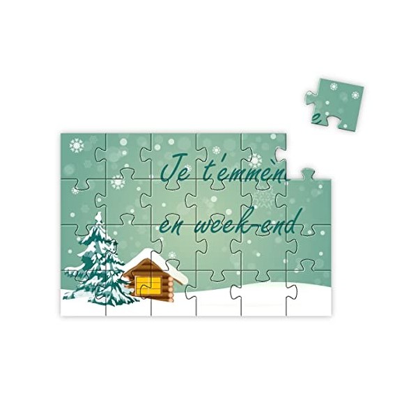 Puzzle personnalisable - Message au choix - Cadeau original - Modèle chalet de Noël