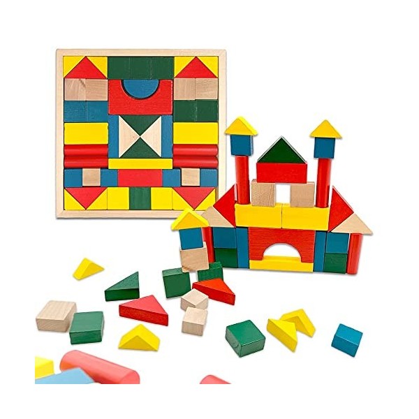 KOKOBOX Jouet Puzzles en Bois 48 Jeux de Construction Jeux Bebe 3 4 5 Ans Bloc de Construction Jouet Enfant Garçon Jeu de Con