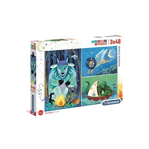 Clementoni- Puzzle Maxi Fantastic Friends 3x48pzs Does Not Apply, 25245, Multicolore, One Size