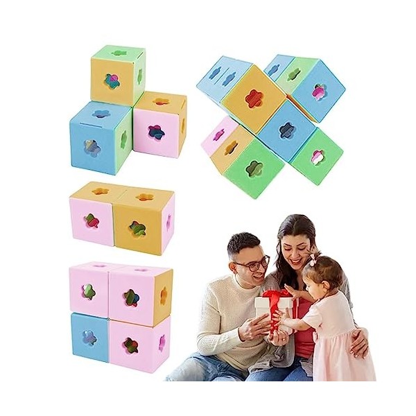 Fulenyi Jouet de Puzzle drôle, Jouet 3D coloré | Blocs empilables,Jouet de Puzzle de Construction géométrique créatif, résist