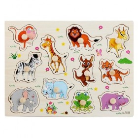 Rbnusiy Puzzles à Chevilles en Bois,Puzzles à Chevilles pour Tout-Petits,Puzzles sur Le thème de locéan à Bouton chevillé - 